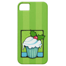 Christmas Holly Cupcake green iPhone 4 Case