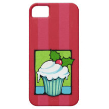 Christmas Holly Cupcake red iPhone 5 Case