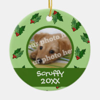 Christmas Holly Custom Photo Dog Cat Pet Ornament