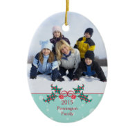 Christmas holly customizable family photo ornament
