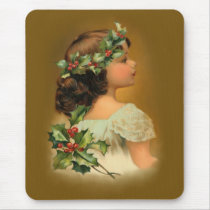 Christmas Holly Girl mousepads by Memory_Lane Christmas Holly Girl mousepads