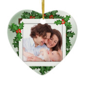 Christmas Holly Heart Shaped Family Photo Ornament