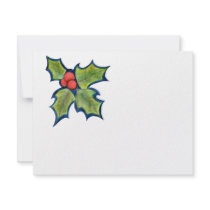 Christmas Holly Leaves, Red Berries invitations by Lenora Christmas Holly Leaves, Red Berries invitations