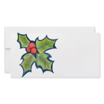 Christmas Holly Leaves, Red Berries photo cards