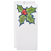Christmas Holly Leaves, Red Berries rack cards by Lenora Christmas Holly Leaves, Red Berries rack cards