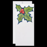 Christmas Holly Leaves, Red Berries Personalized Rack Card