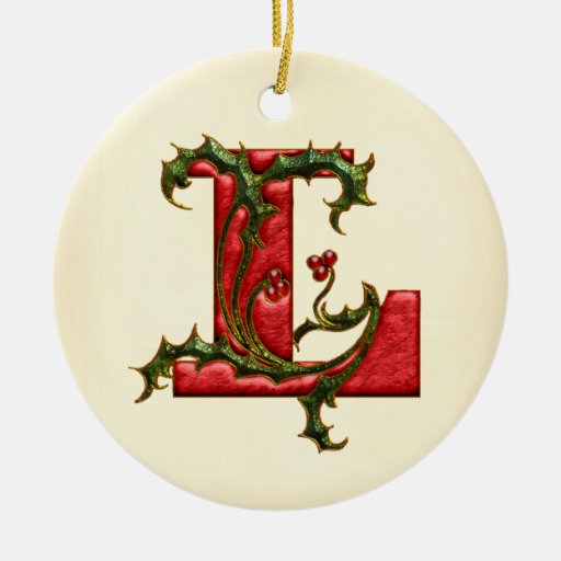 christmas holly monogram l ceramic ornament zazzle christmas holly monogram l ceramic ornament zazzle