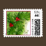 Christmas Holly Postage Stamp