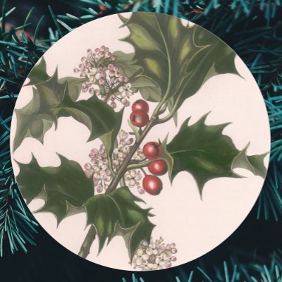 Christmas Holly round stickers
