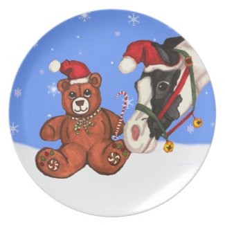 Christmas Horse and Teddy Bear Decorative Plate plate