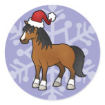 Christmas Horse Round Sticker