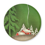 Christmas House in the Snow Winter Forest Fridge Magnet