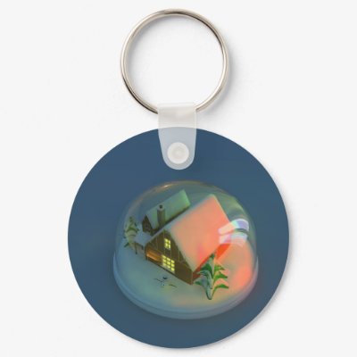 Christmas House snow globe Keychain by MDKgraphics