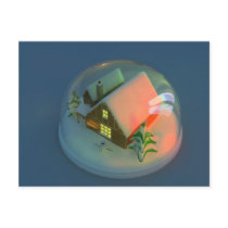 Christmas House snow globe Postcard