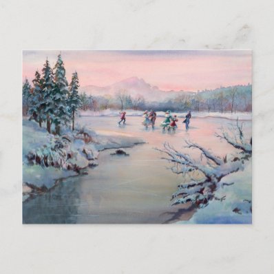 CHRISTMAS ICE SKATING by SHARON SHARPE Post Cards