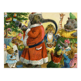 Christmas In Animal Land Postcard