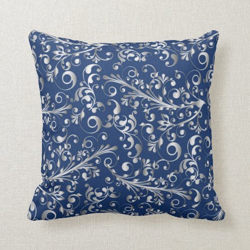 Christmas in blue & silver throw pillow Zazzle