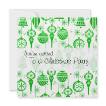 Christmas IN Green Ornaments Invitation by myhome71 Christmas IN Green Ornaments Invitation