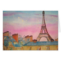 Christmas in Paris Watercolor Greeting Card