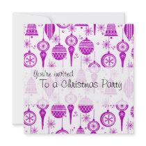 Christmas IN Purple Ornaments Invitation by myhome71 Christmas IN Purple Ornaments Invitation