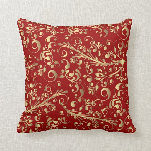 Christmas in red & gold throw pillows Zazzle