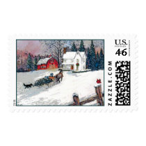 christmas in the country postage stamps