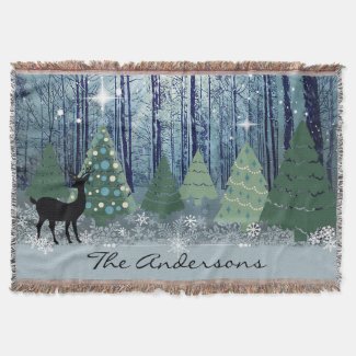 Christmas in the Forest Throw Blanket