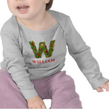 christmas initial W monogram tshirt