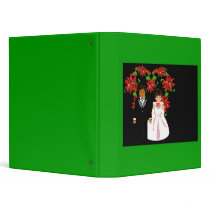 Christmas Interracial Wedding Couple Heart Wreath binders by colorimages Christmas Interracial Wedding Couple Heart Wreath binders