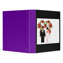 Christmas Interracial Wedding Couple Heart Wreath binders by colorimages Christmas Interracial Wedding Couple Heart Wreath binders