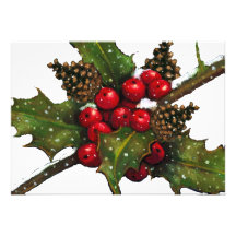 CHRISTMAS INVITATION: CAROL SING: HOLLY, BERRIES