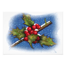 CHRISTMAS INVITATION: CAROL SING: HOLLY, BERRIES