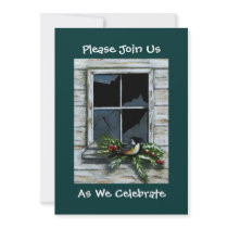 CHRISTMAS INVITATION: RUSTIC: BIRD: ART