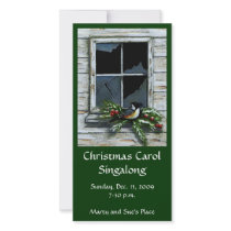 CHRISTMAS INVITATION: RUSTIC: CHICKADEE: ART PHOTO CARD TEMPLATE