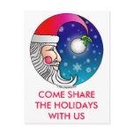 Christmas Invitations - Post Cards - Santa Moon