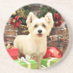 Christmas - Jack Russell Westie X - Lady Beverage Coasters Christmas - Jack Russell Westie X - Lady Beverage Coasters