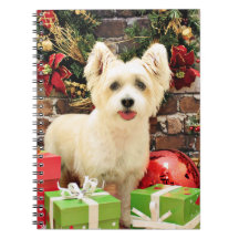 Christmas - Jack Russell Westie X - Lady Spiral Notebooks