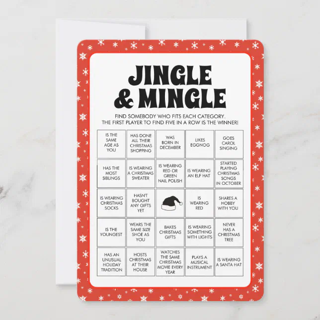 Christmas Jingle Mingle Bingo Game Holiday Card Zazzle