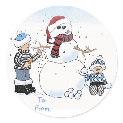 Christmas kids gift label: To:, From: round sticker