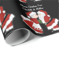 Christmas Kiss Santa Claus Couple Customizable Wrapping Paper
