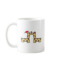 Christmas Kissing Giraffes Coffee Mugs