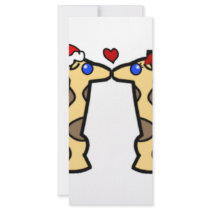 Christmas Kissing Giraffes Personalized Rack Card