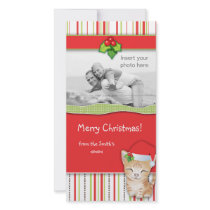 Christmas Kitten Cat Stripes Photo Card photo cards by spacards Christmas Kitten Cat Stripes Photo Card photo cards