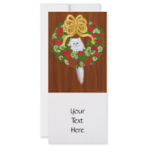 Christmas Kitten gold bow rack cards by twopurringcats Christmas Kitten gold bow rack cards