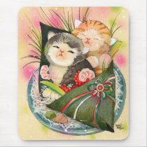 Christmas Kitten Handroll sushi Mouse Pad