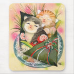 Christmas Kitten Handroll sushi Mouse Pad