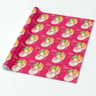 Christmas kitten in a shoe holiday gift wrapping paper