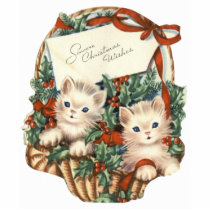 Christmas Kittens in Basket Photo Cut Out