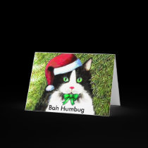Christmas Kitty Cat Bah Humbug Greetings cards