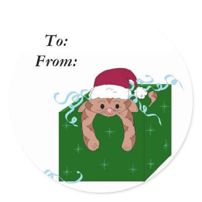 Christmas Kitty Gifttag Sticker by seashell2